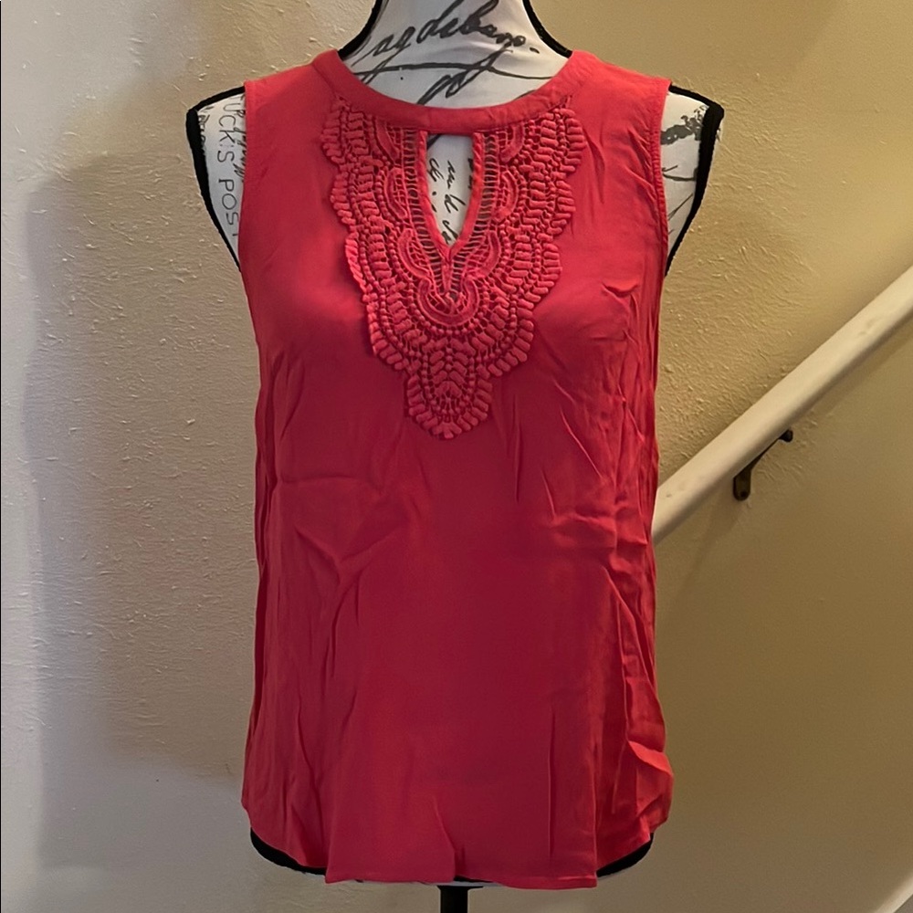 Red Embellished Cut Out Blouse